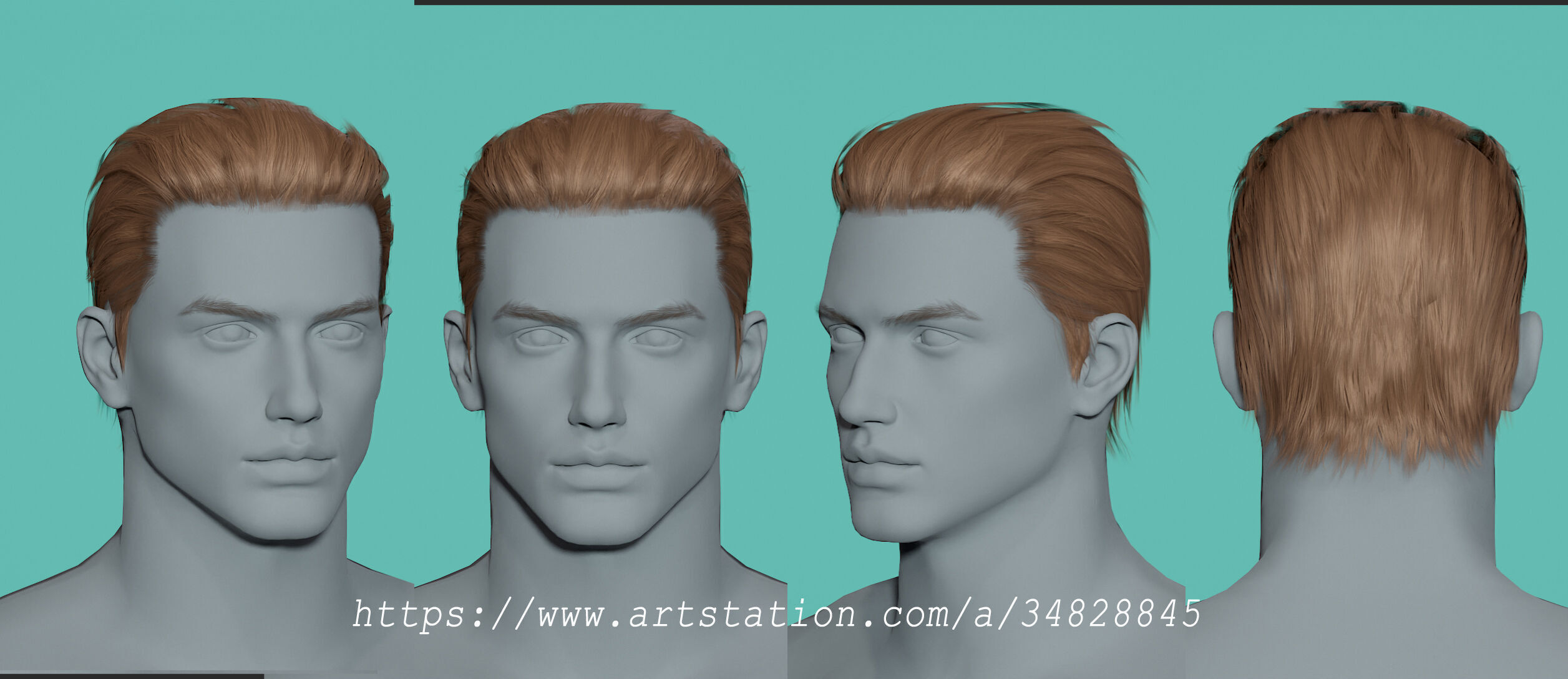 14 Real-time man Hairstyles collection 04 Low-poly 3D model_10