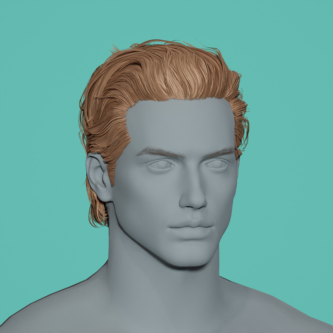 14 Real-time man Hairstyles collection 04 Low-poly 3D model_31