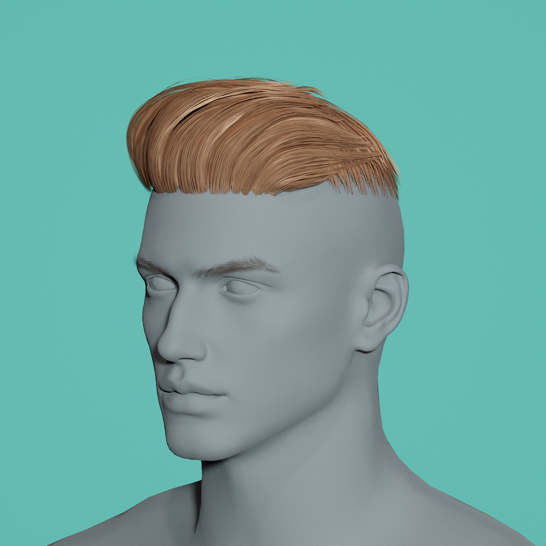 14 Real-time man Hairstyles collection 04 Low-poly 3D model_23