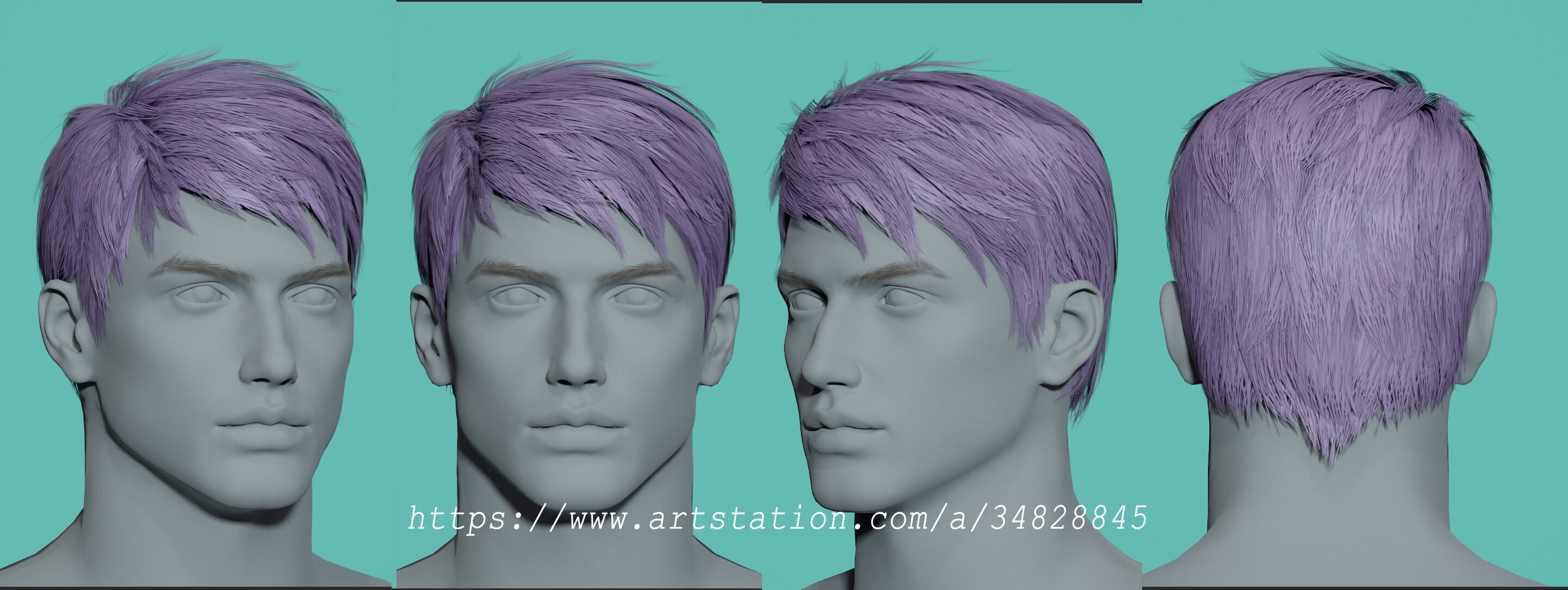 14 Real-time man Hairstyles collection 04 Low-poly 3D model_5