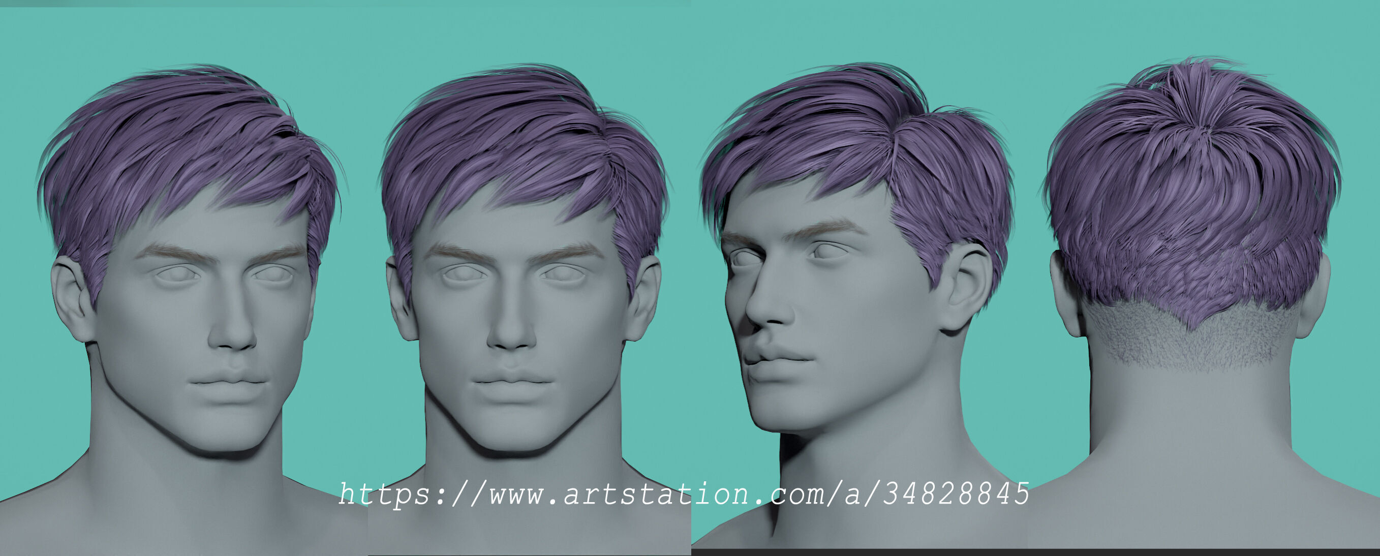 14 Real-time man Hairstyles collection 04 Low-poly 3D model_8