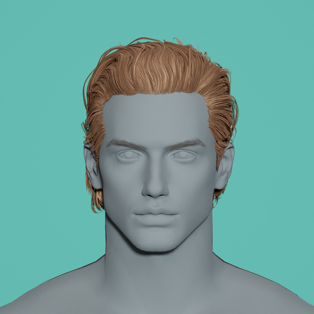 14 Real-time man Hairstyles collection 04 Low-poly 3D model_30