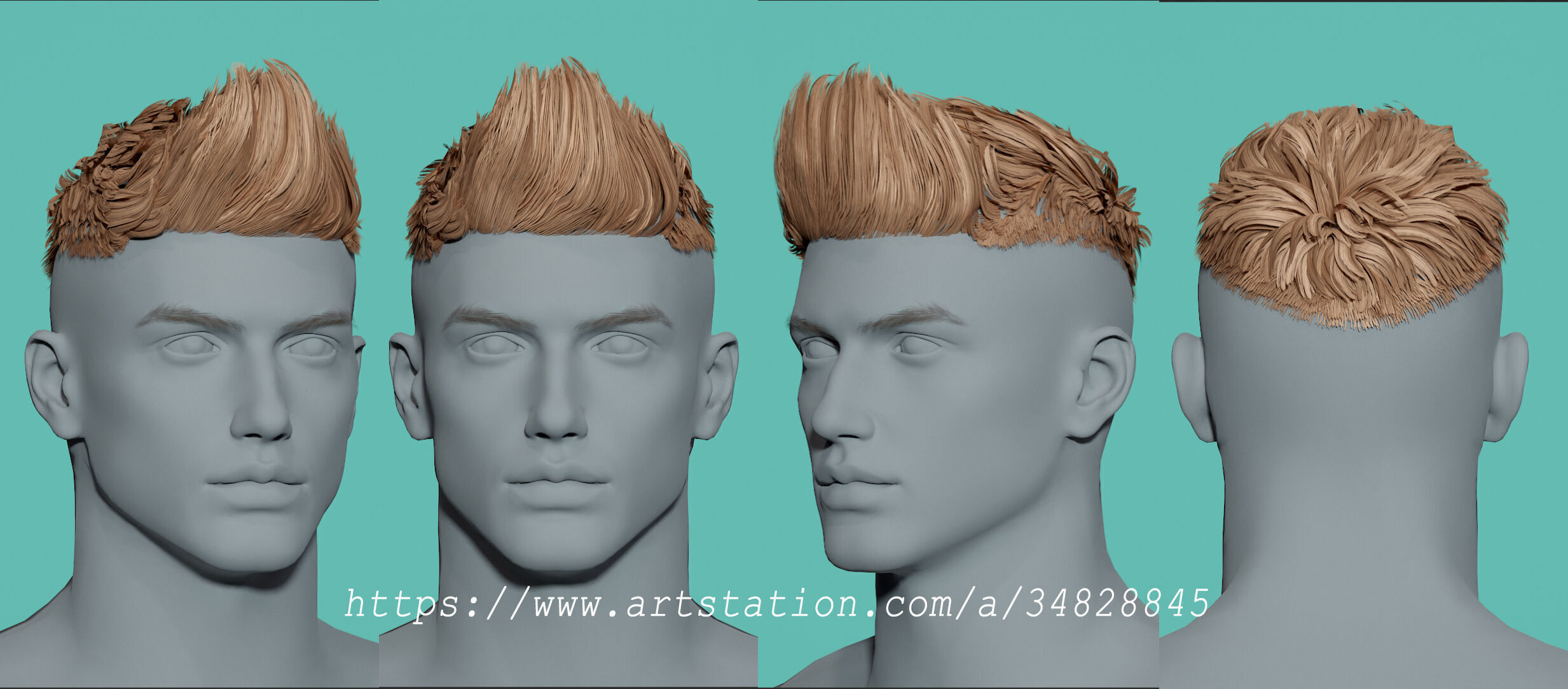 14 Real-time man Hairstyles collection 04 Low-poly 3D model_16