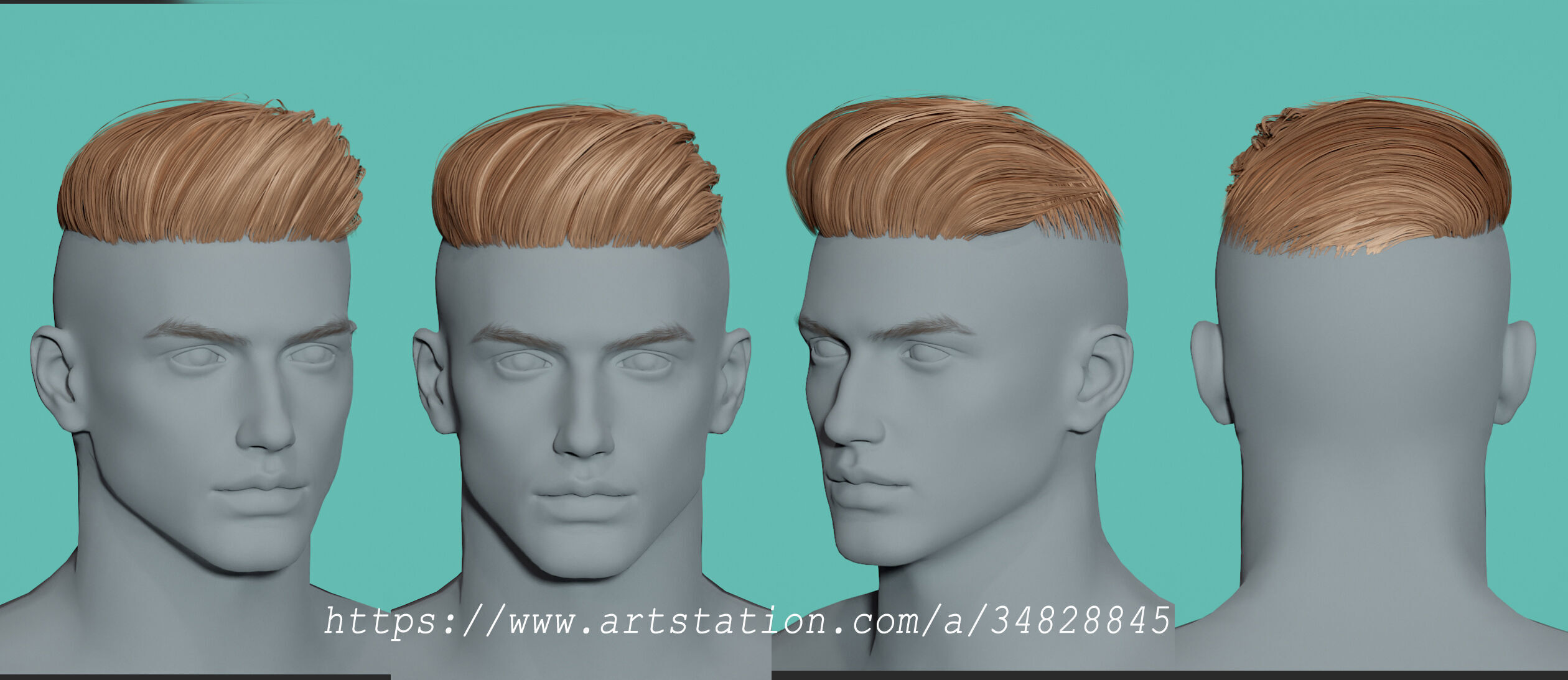 14 Real-time man Hairstyles collection 04 Low-poly 3D model_15