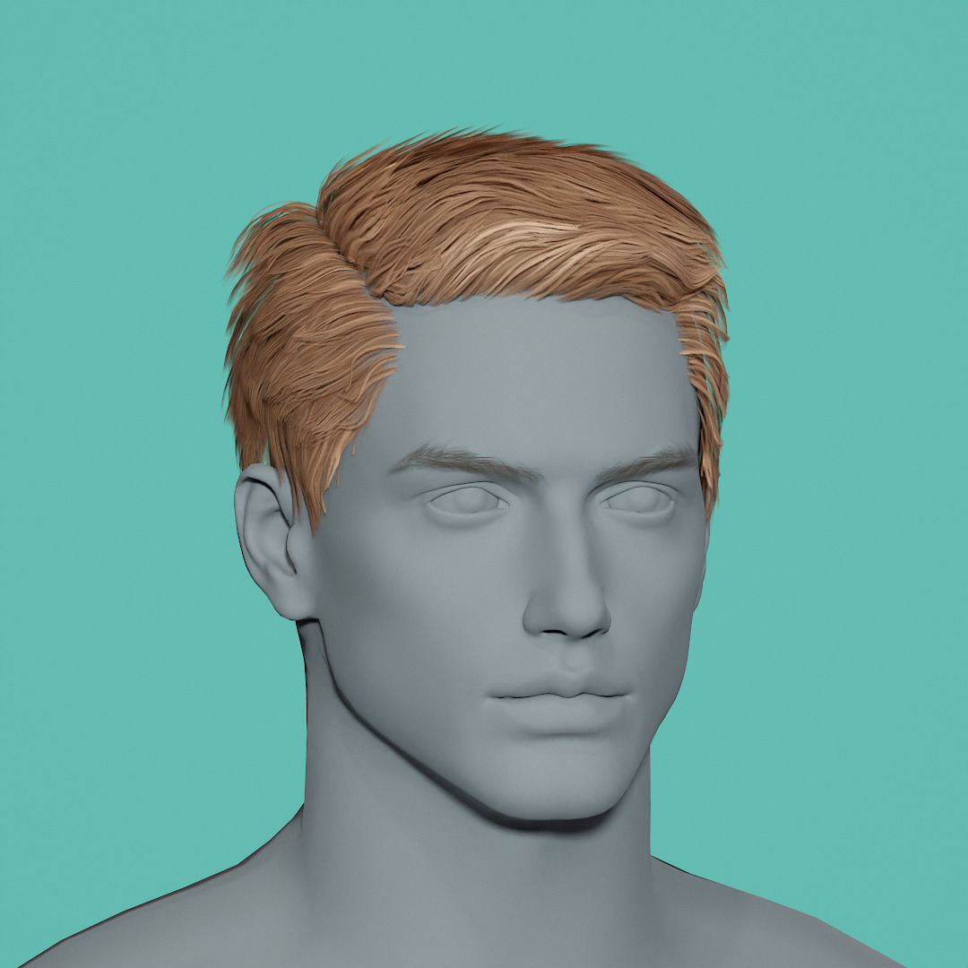 14 Real-time man Hairstyles collection 04 Low-poly 3D model_28