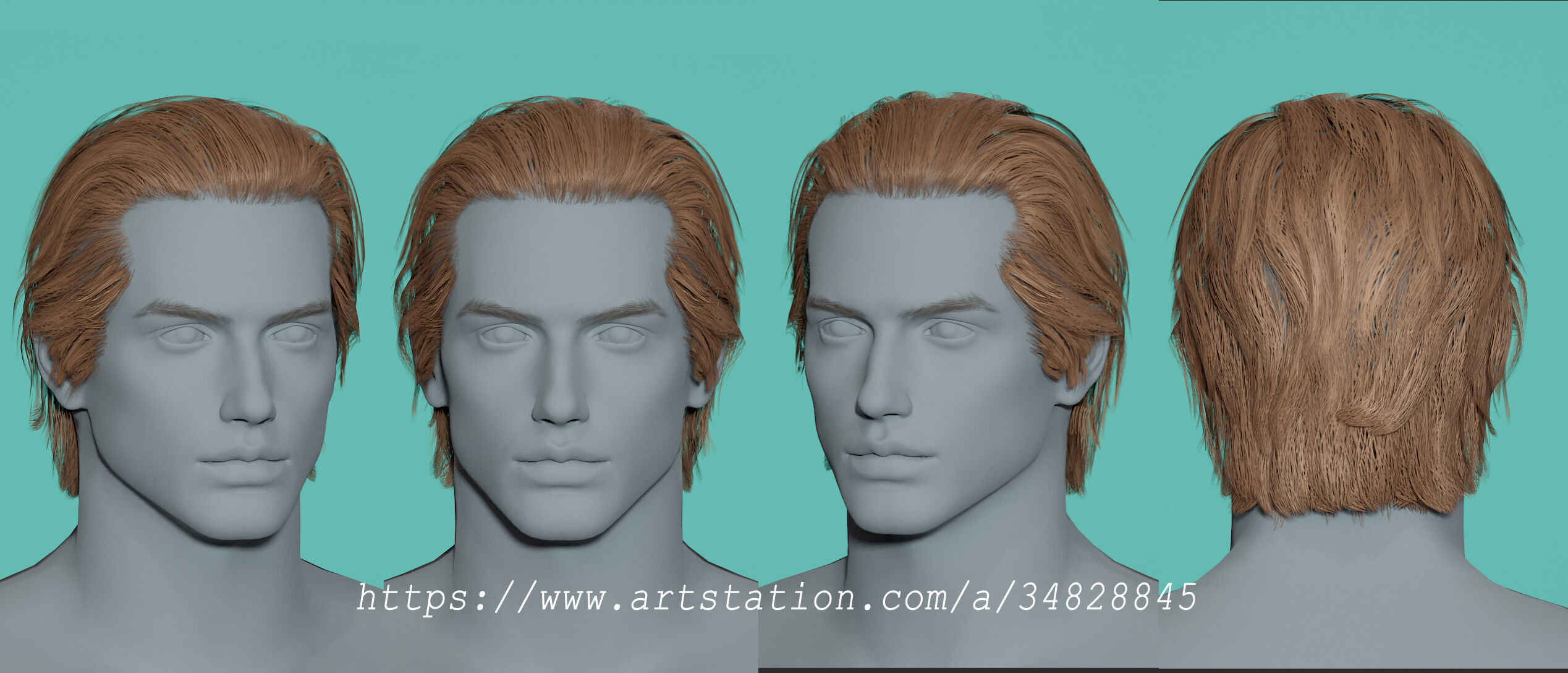 14 Real-time man Hairstyles collection 04 Low-poly 3D model_11