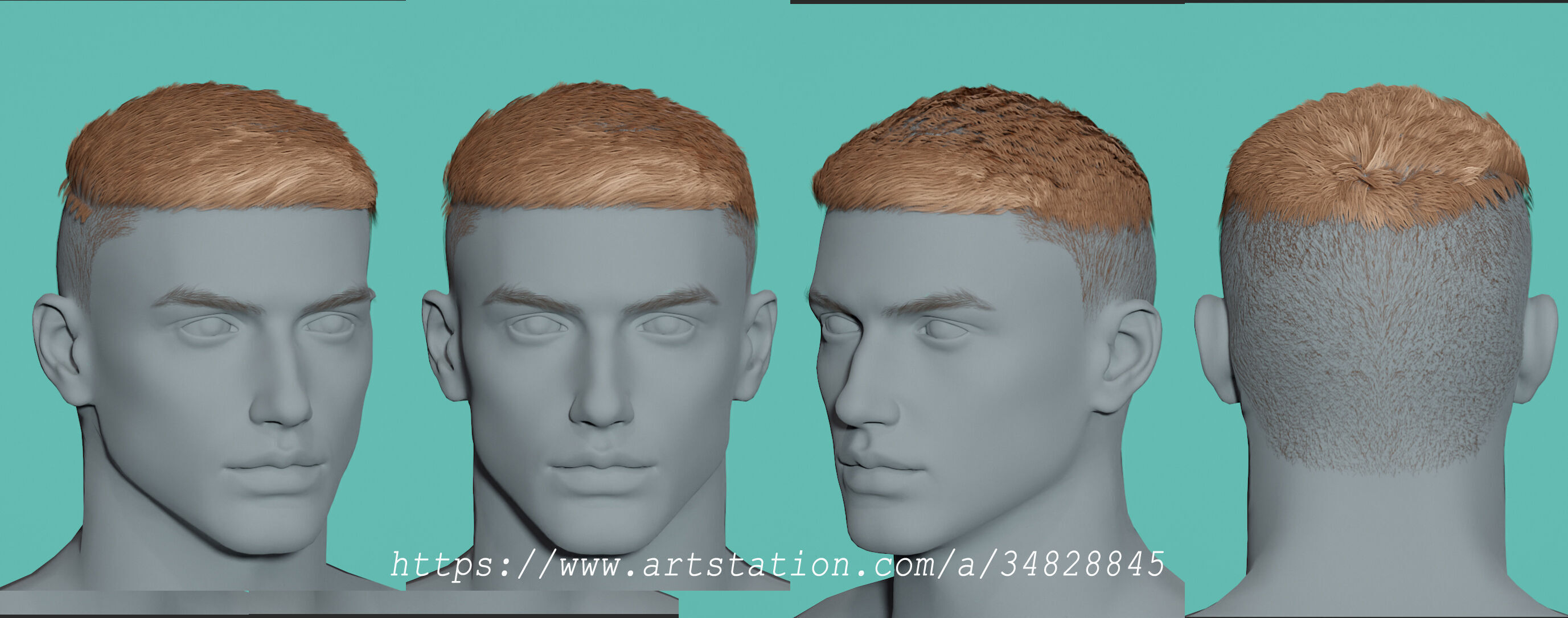 14 Real-time man Hairstyles collection 04 Low-poly 3D model_14