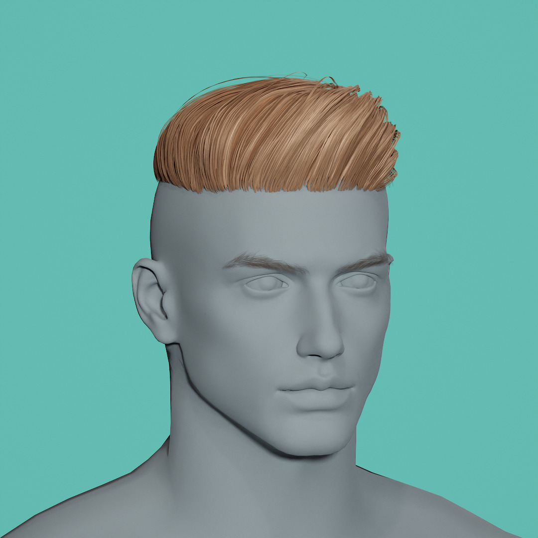 14 Real-time man Hairstyles collection 04 Low-poly 3D model_19