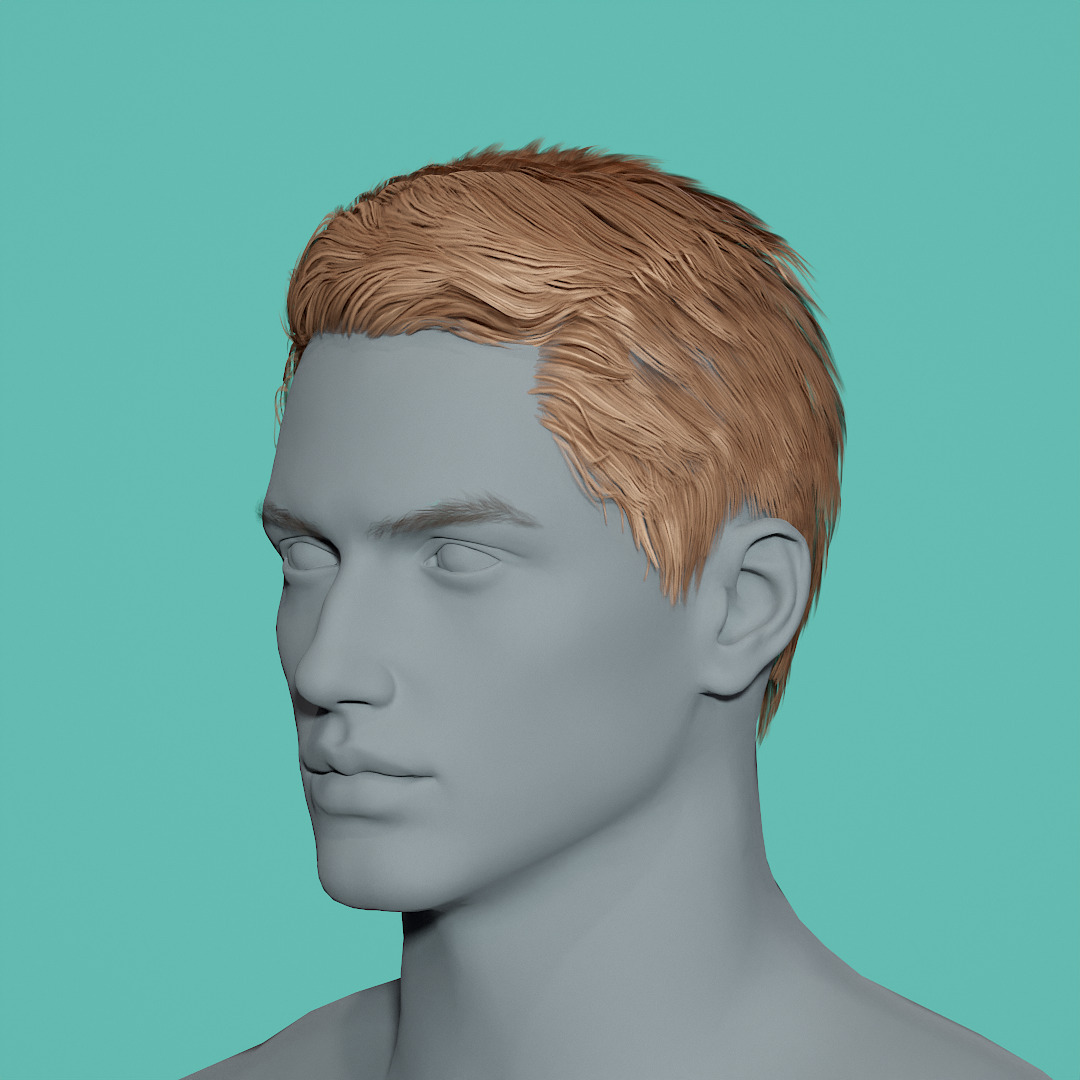 14 Real-time man Hairstyles collection 04 Low-poly 3D model_26
