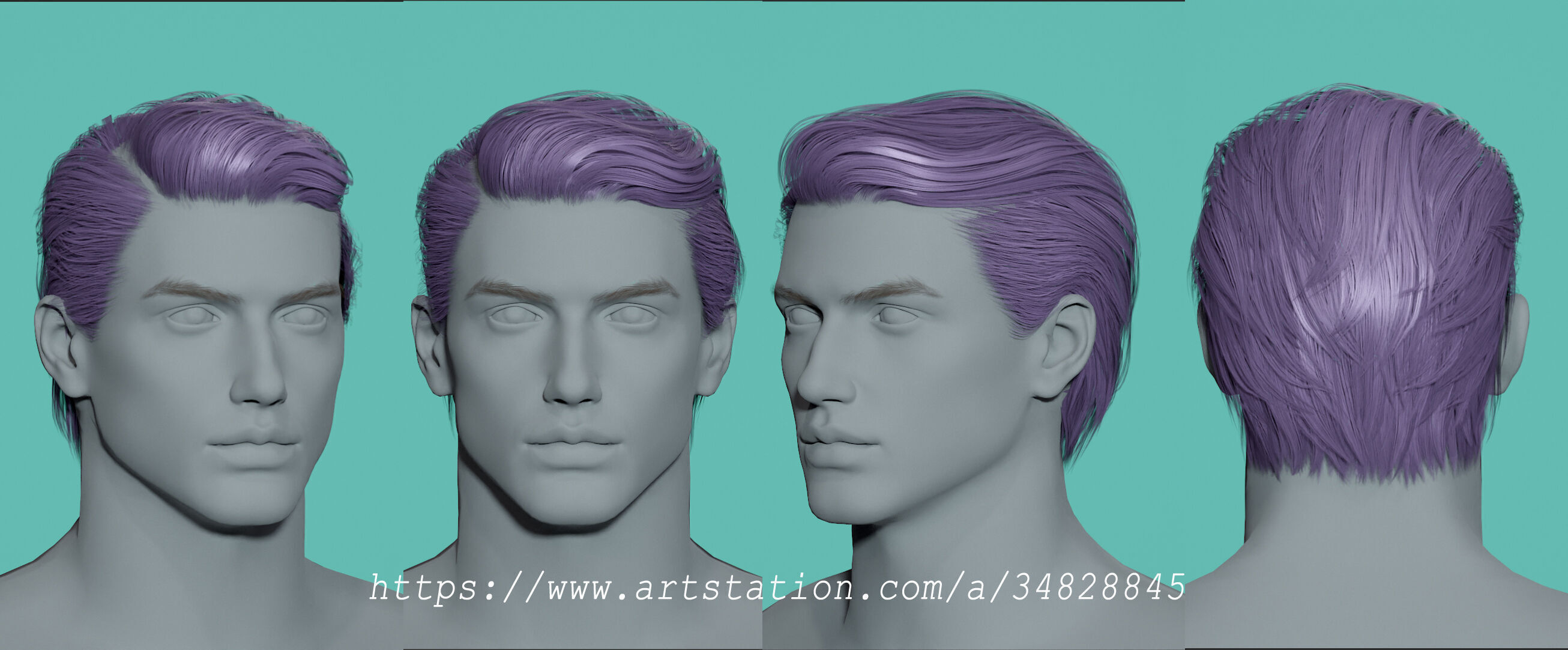 14 Real-time man Hairstyles collection 04 Low-poly 3D model_4