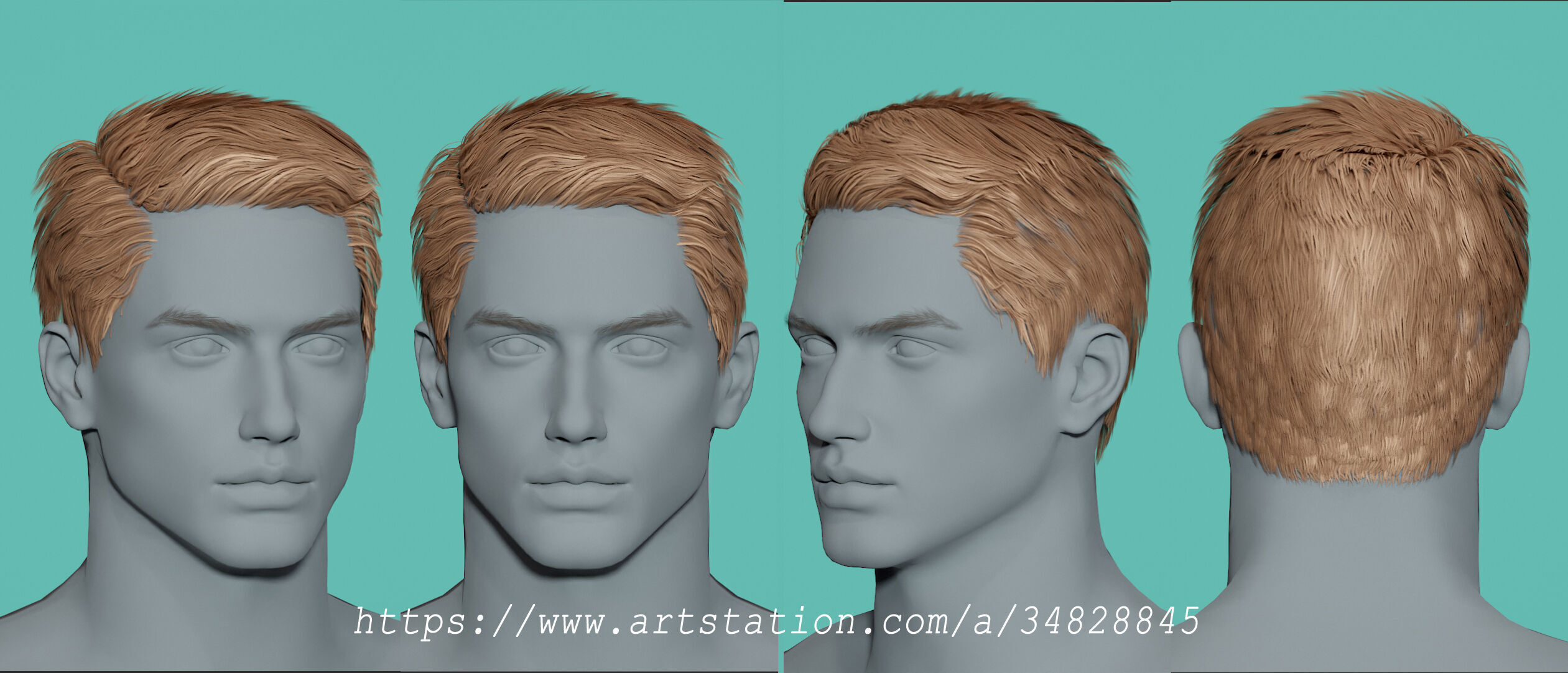 14 Real-time man Hairstyles collection 04 Low-poly 3D model_13