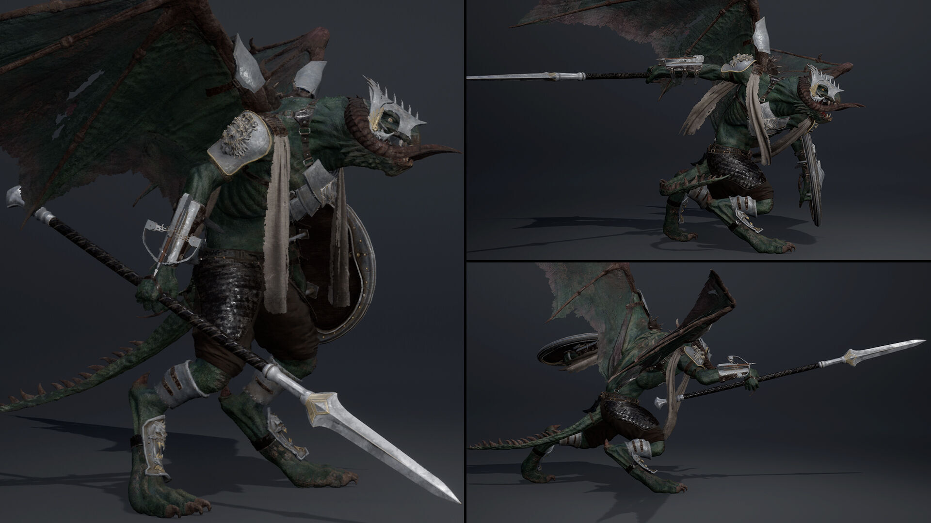 Ghost Spearman ArmWing Low-poly 3D model_9