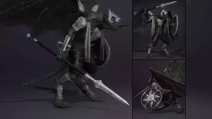 Ghost Spearman ArmWing Low-poly 3D model