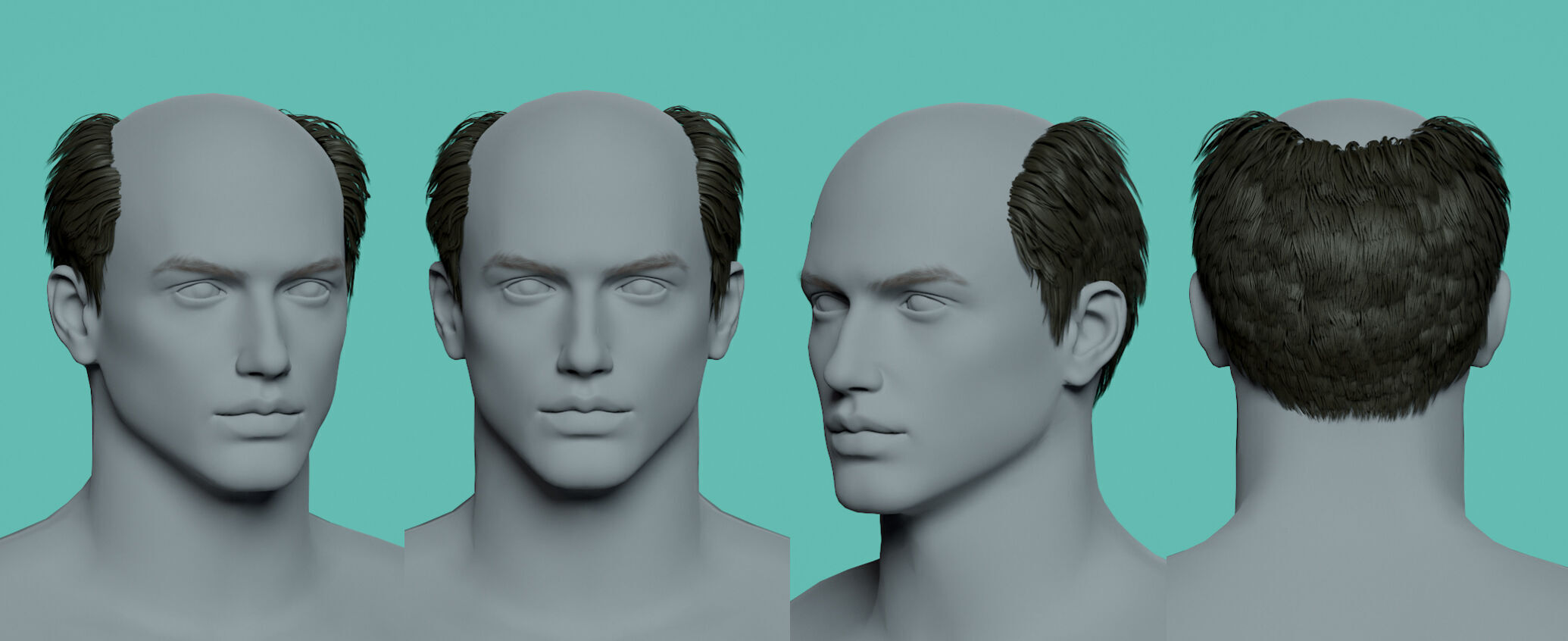 12 Real-time man Hairstyles hair collection 05 Low-poly 3D model_2