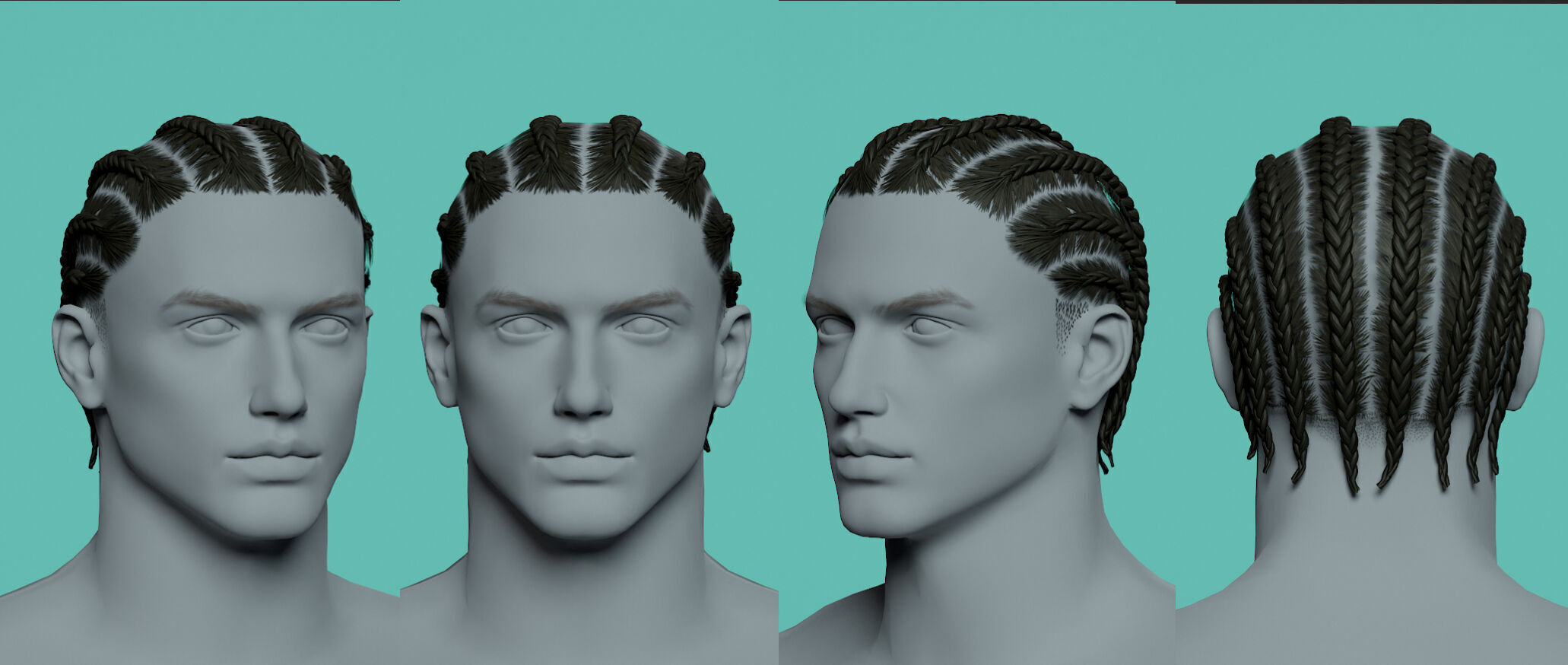 12 Real-time man Hairstyles hair collection 05 Low-poly 3D model_6
