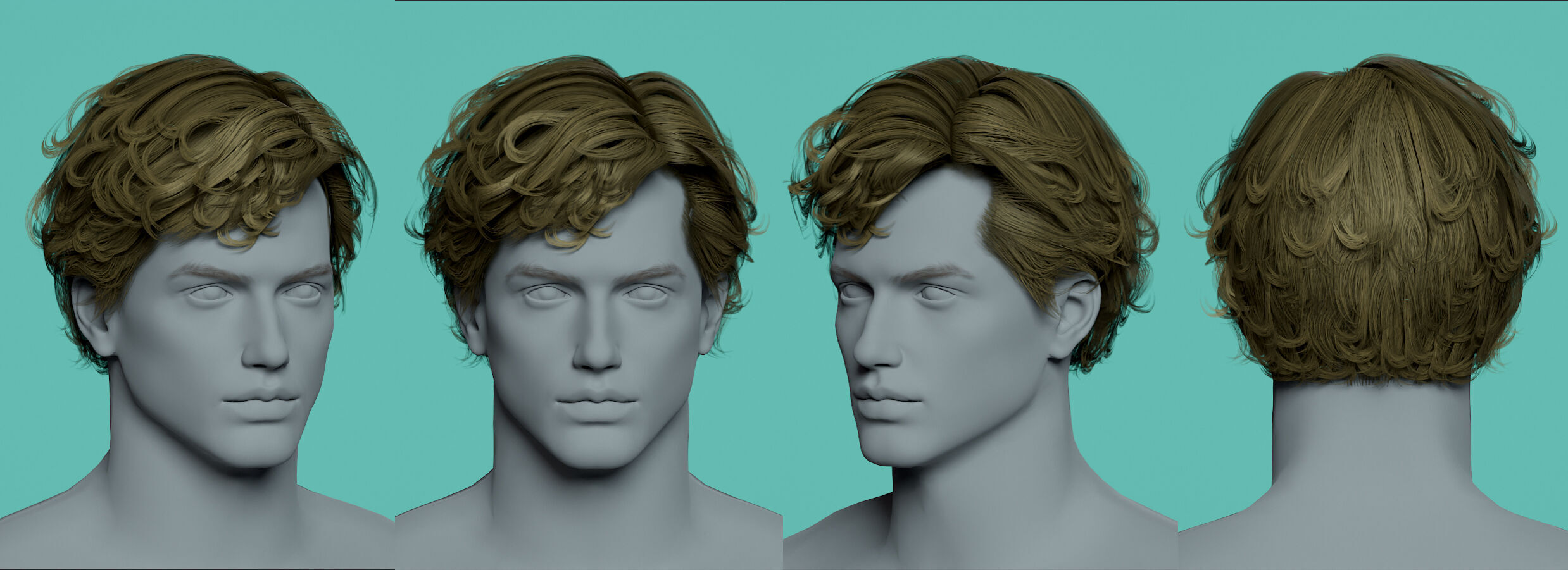 12 Real-time man Hairstyles hair collection 05 Low-poly 3D model_12