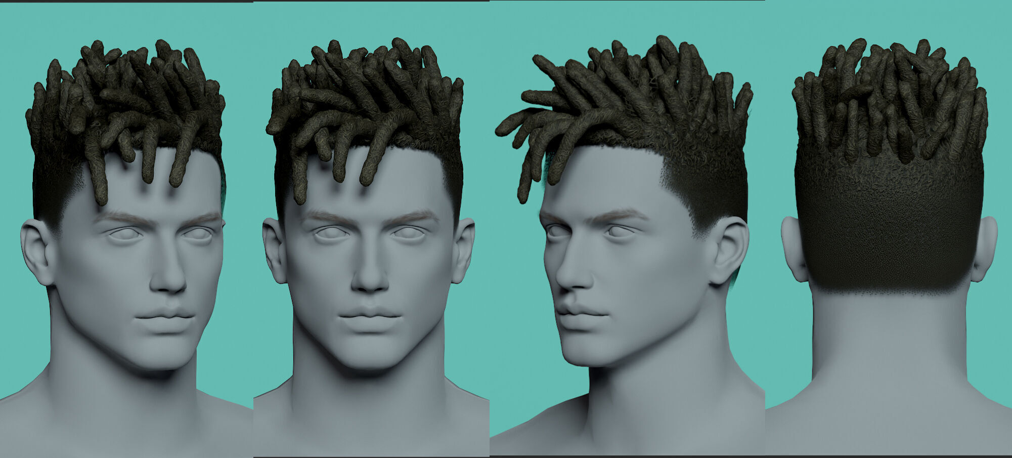12 Real-time man Hairstyles hair collection 05 Low-poly 3D model_8