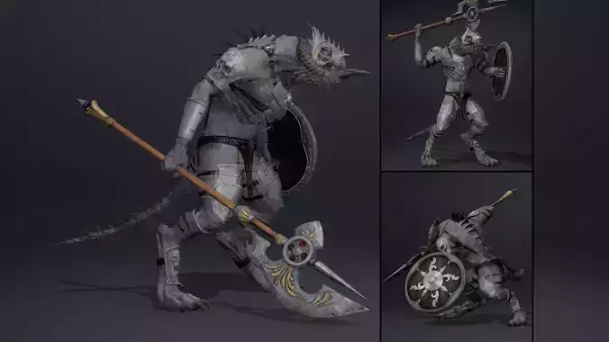 Ghost Spearman Arm1 Brutal Low-poly 3D model