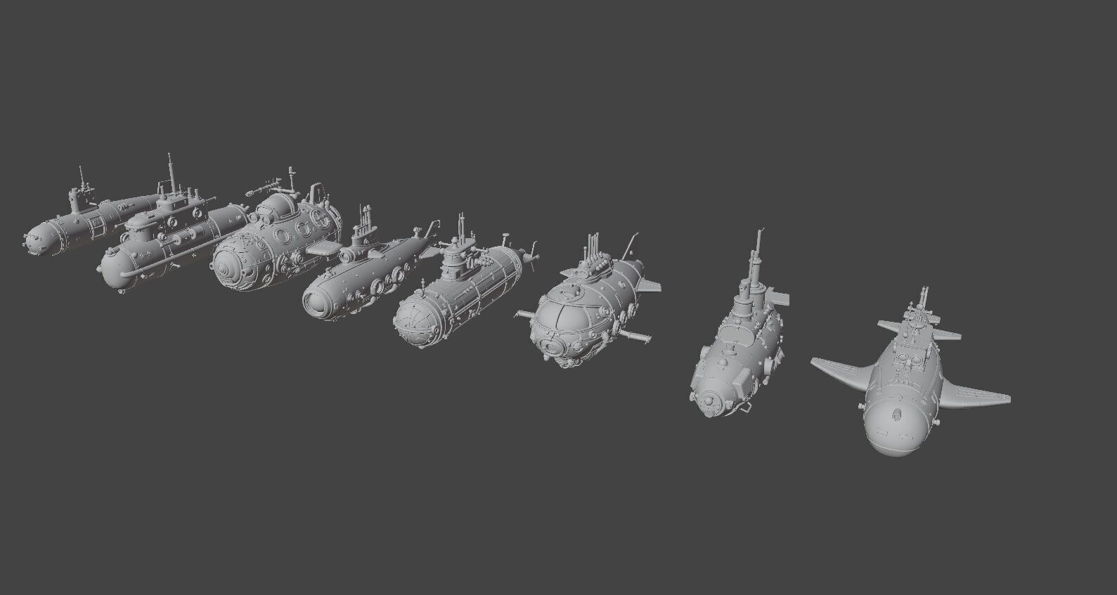Submarine Pack Collection Low-poly 3D model_5