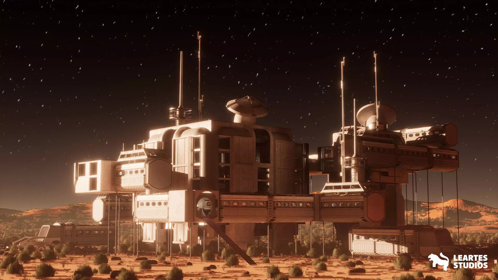 The Space Base in Red Planet Low-poly 3D model