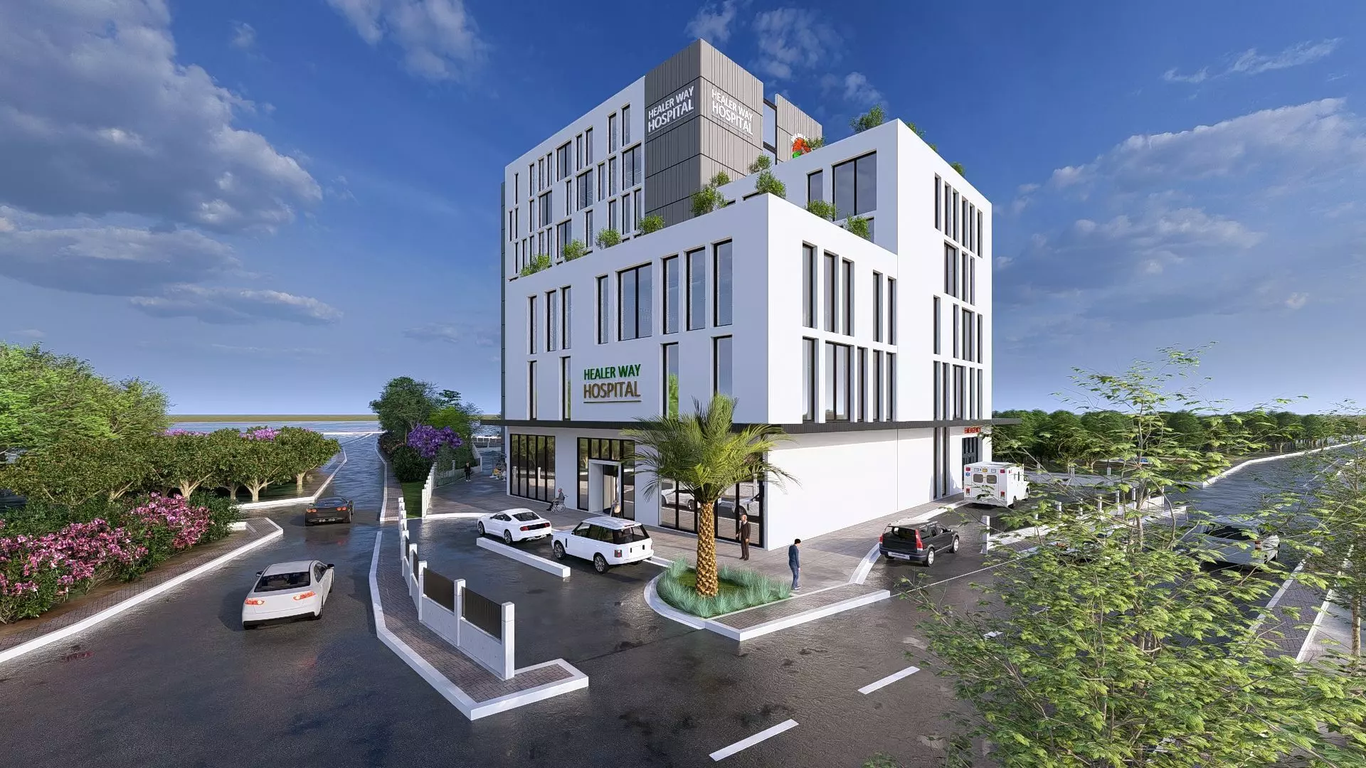 Modern Hospital Building Multi-Format 3D model