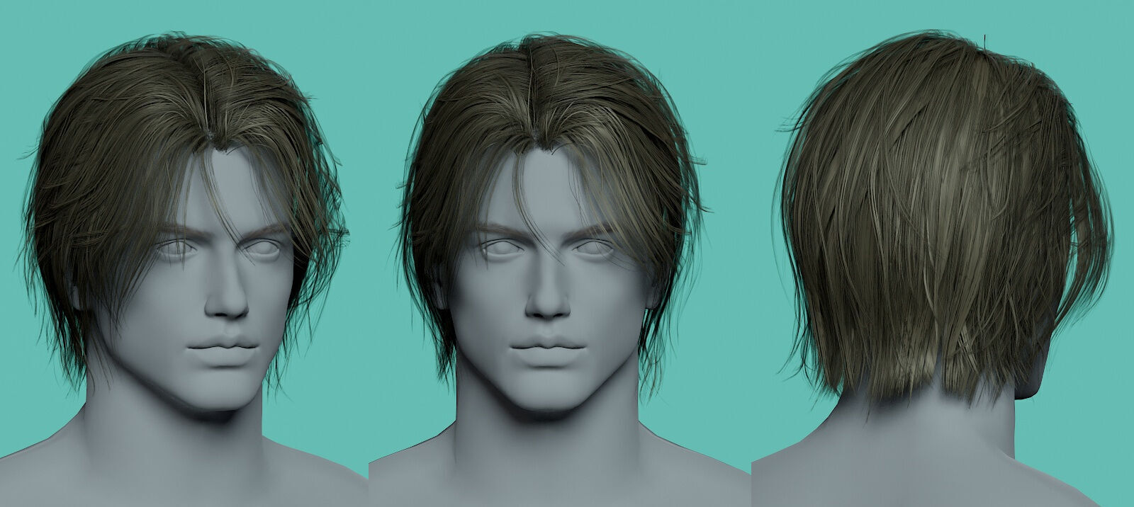 12 Real-time man Hairstyles hair collection 07 Low-poly 3D model_13