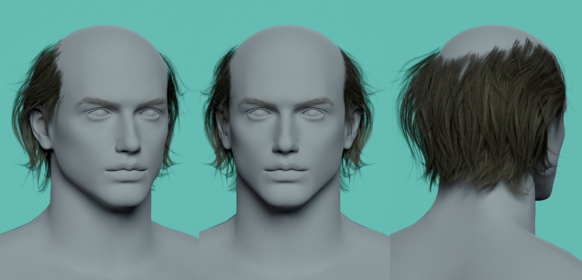 12 Real-time man Hairstyles hair collection 07 Low-poly 3D model_10