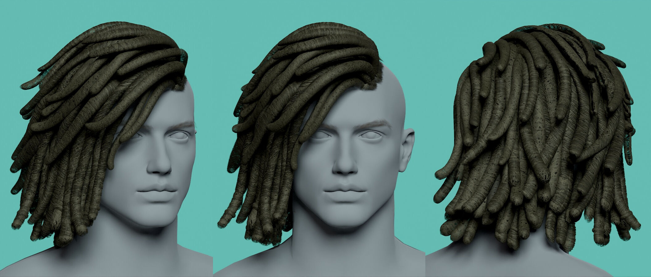 12 Real-time man Hairstyles hair collection 07 Low-poly 3D model_15