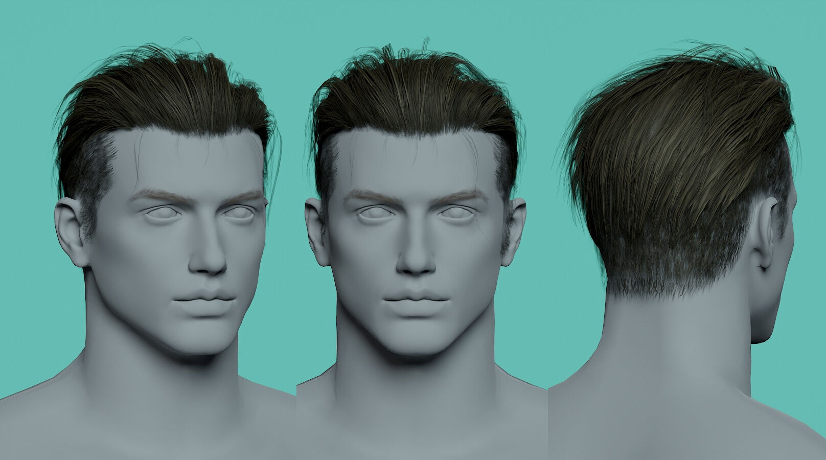 12 Real-time man Hairstyles hair collection 07 Low-poly 3D model_12