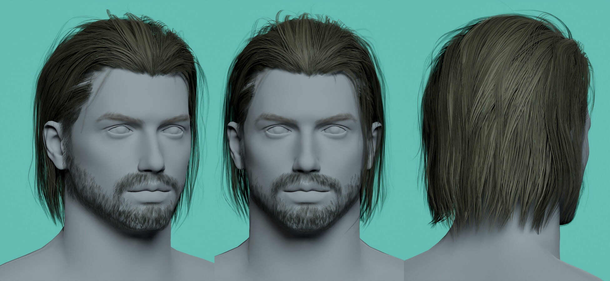 12 Real-time man Hairstyles hair collection 07 Low-poly 3D model_4