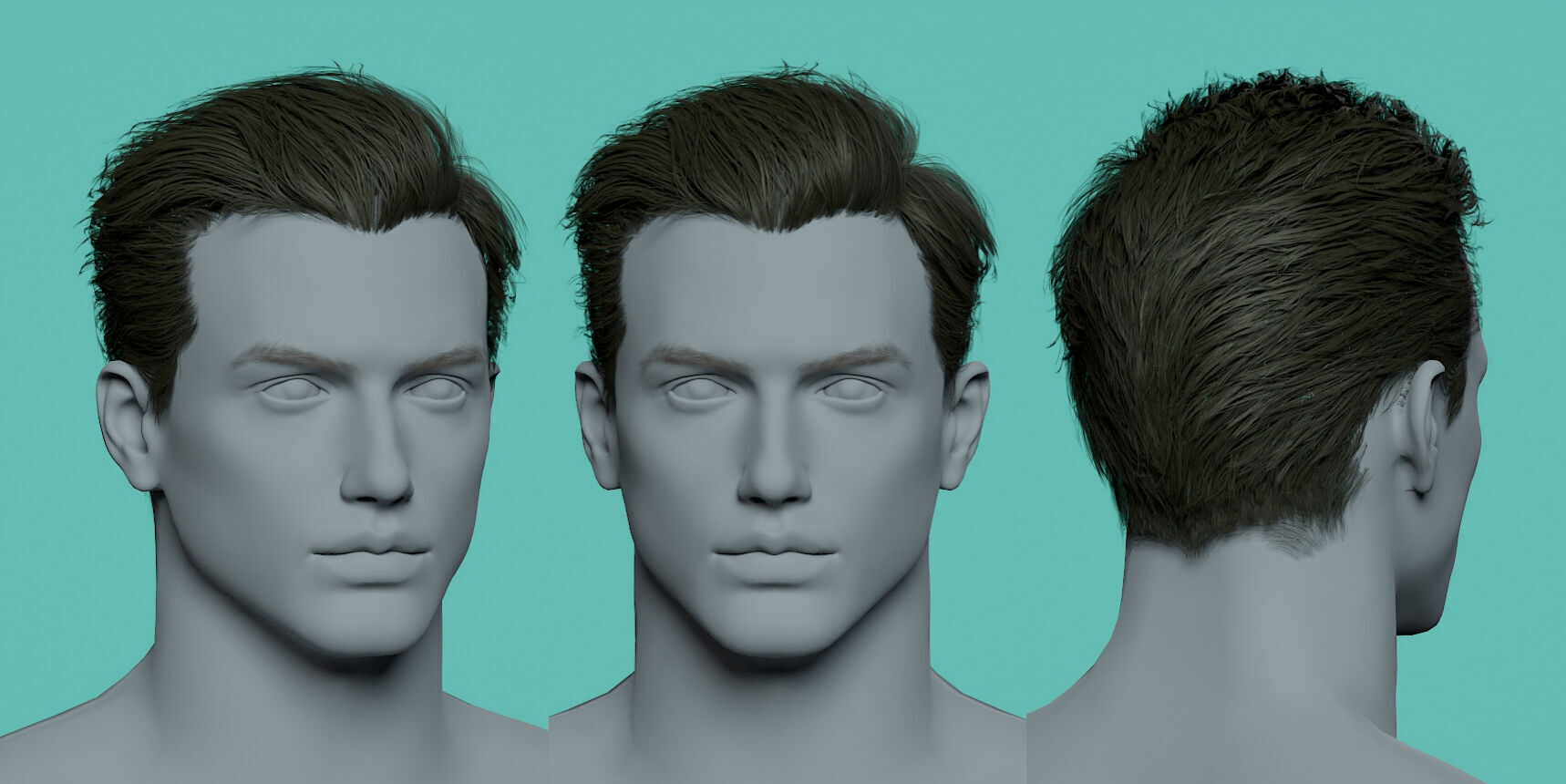 12 Real-time man Hairstyles hair collection 07 Low-poly 3D model_1
