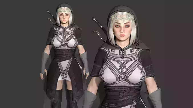 QUEEN SAHIRA - 3D CHARACTER FANTASY DARK QUEEN PRINCESS KNIGHT Low-poly 3D model