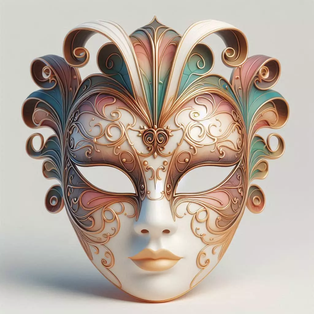 632 Venetian Carnival Mask Color 3D Model 3D print model_0