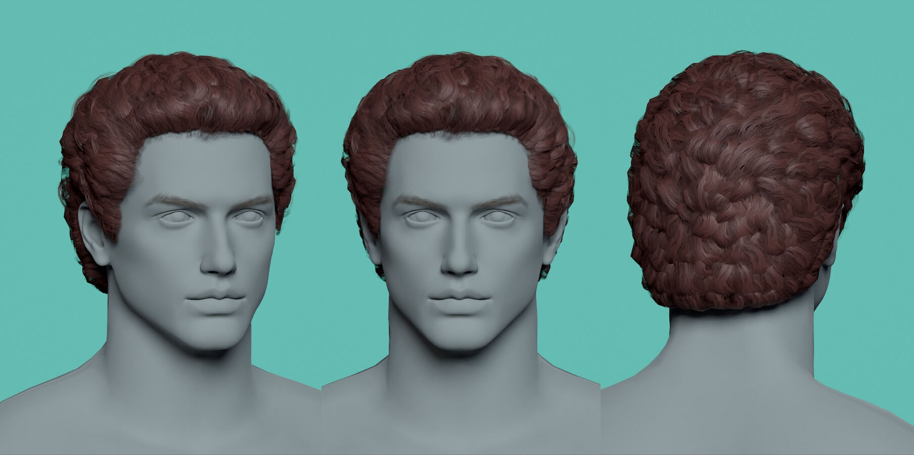 12 Real-time man Hairstyles hair collection 08 Low-poly 3D model_15