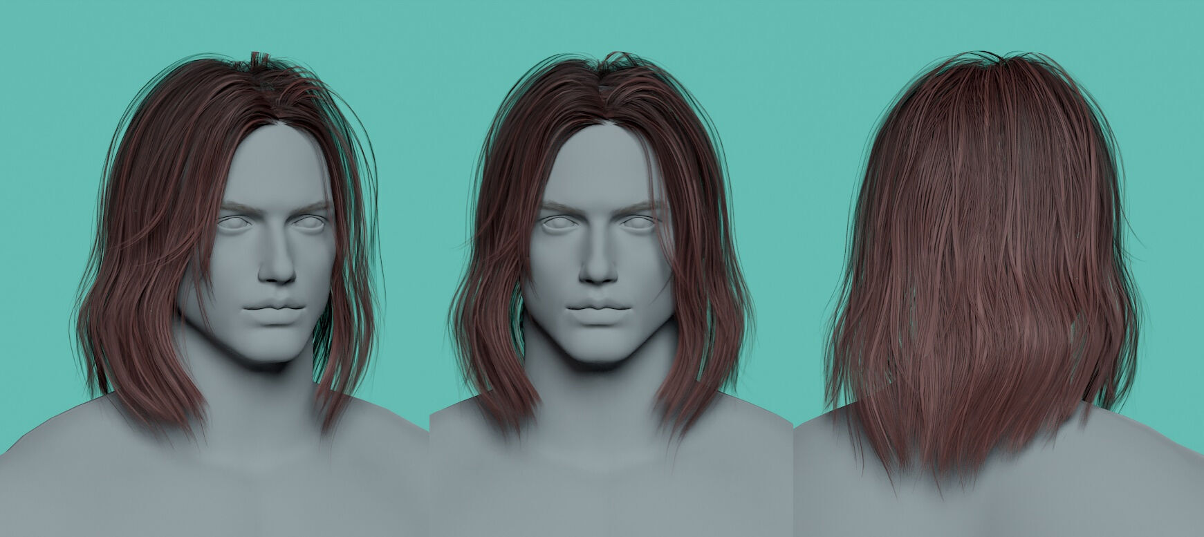 12 Real-time man Hairstyles hair collection 08 Low-poly 3D model_8