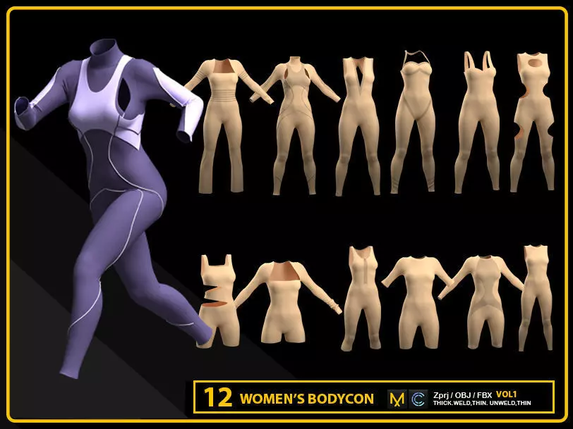 12 WOMENS BODYCON 3D model