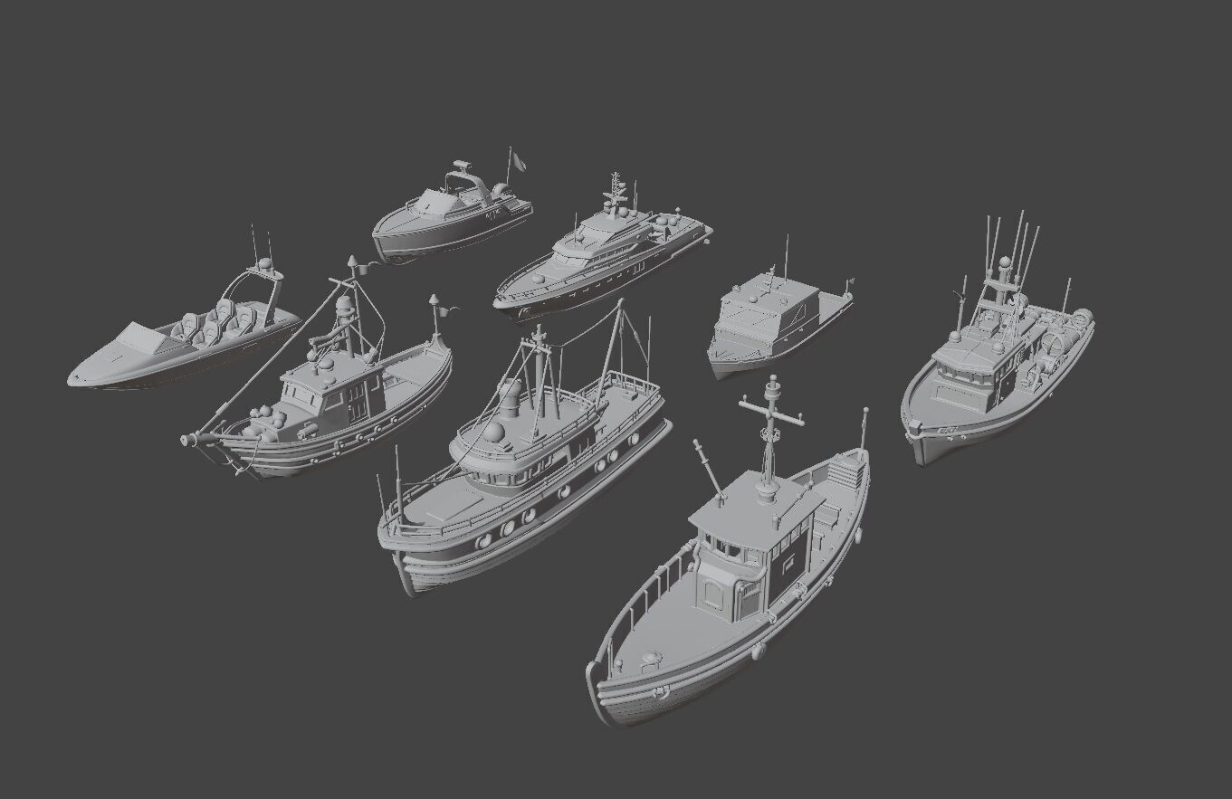 Boats Pack Collection Low-poly 3D model_9