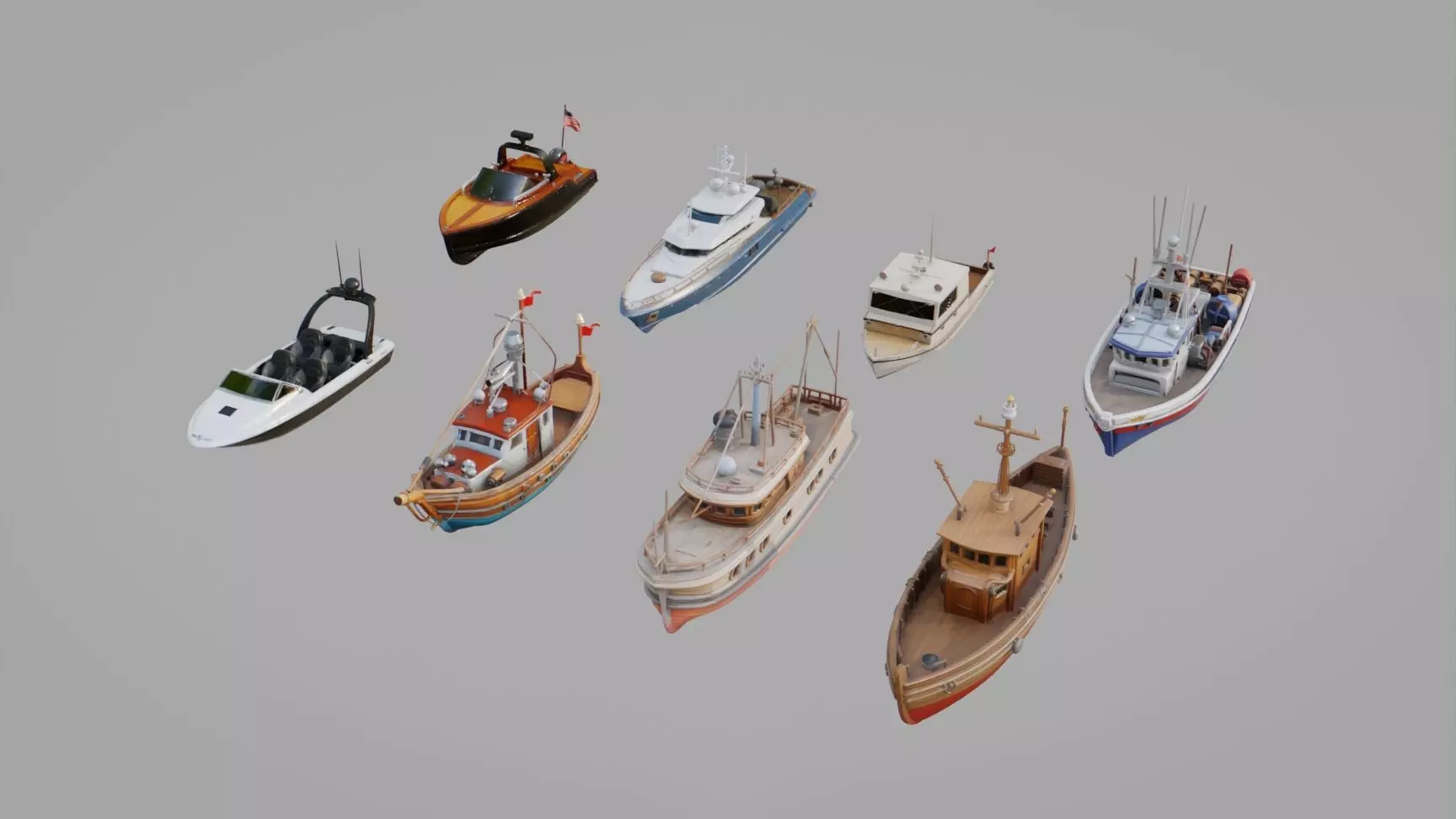 Boats Pack Collection Low-poly 3D model_0