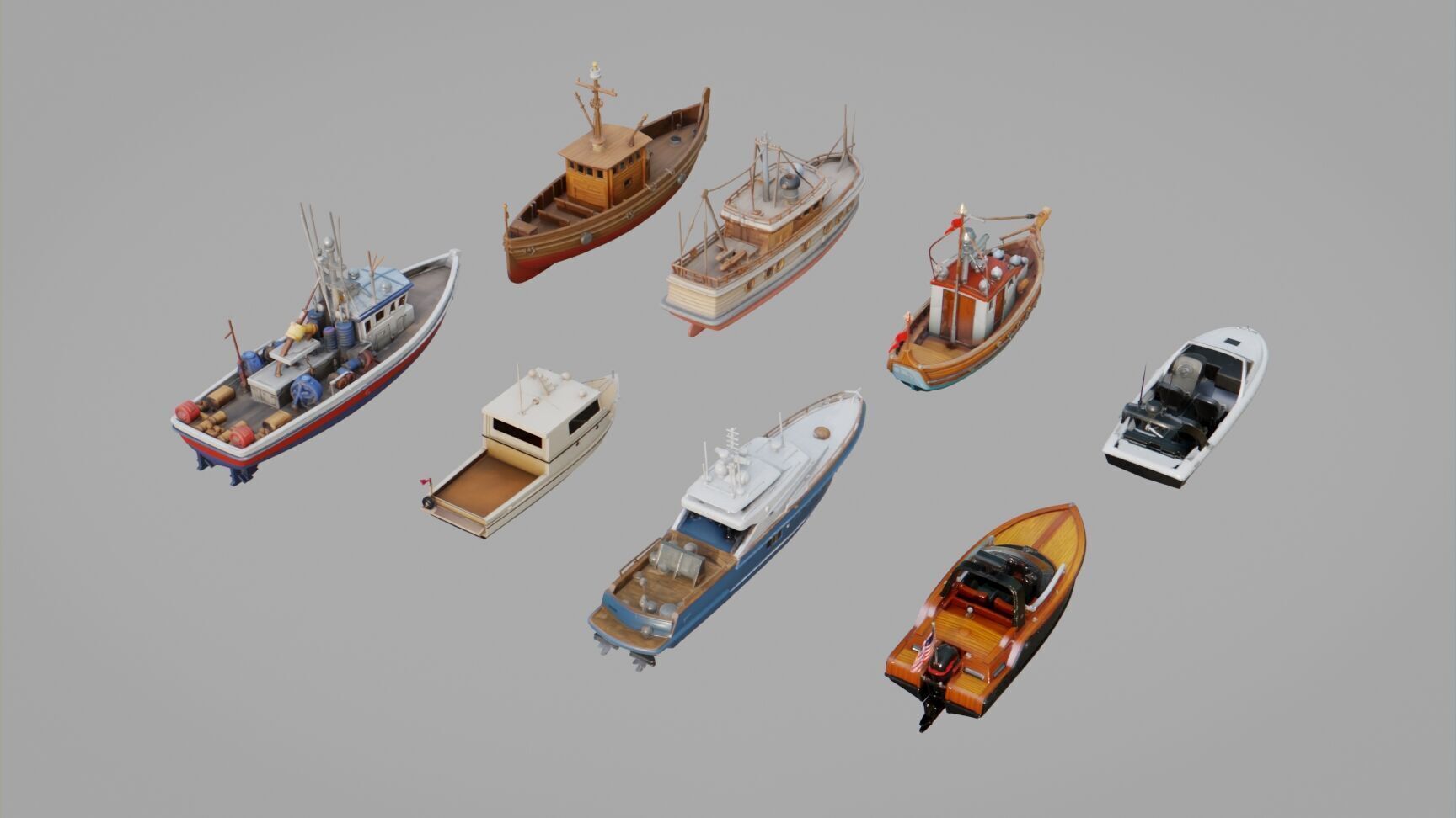 Boats Pack Collection Low-poly 3D model_6