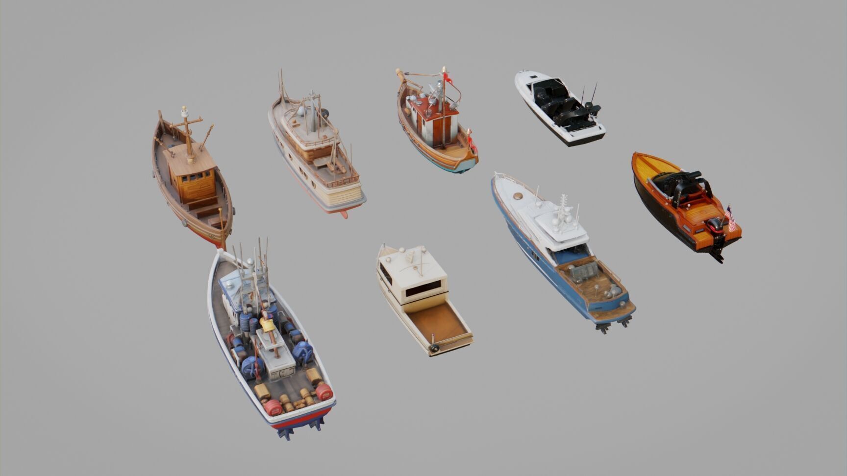 Boats Pack Collection Low-poly 3D model_5