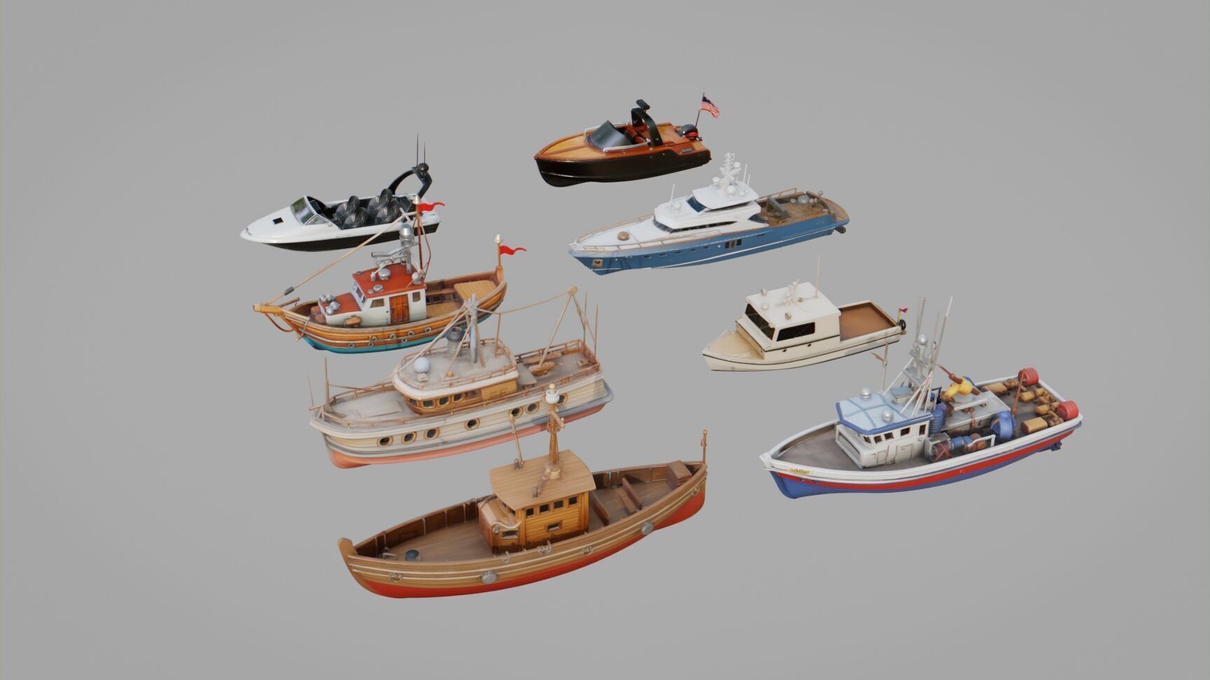 Boats Pack Collection Low-poly 3D model_7