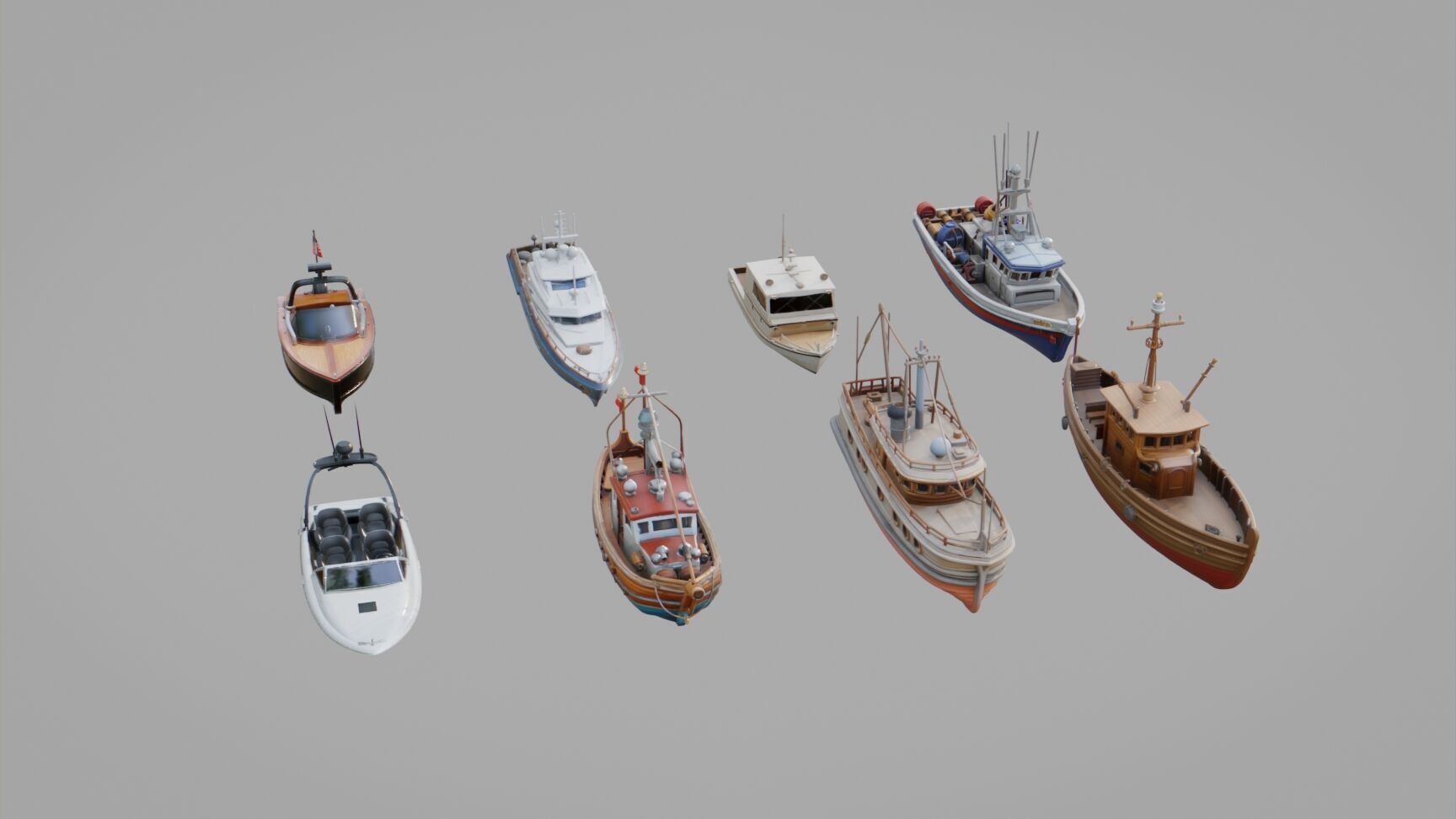 Boats Pack Collection Low-poly 3D model_3