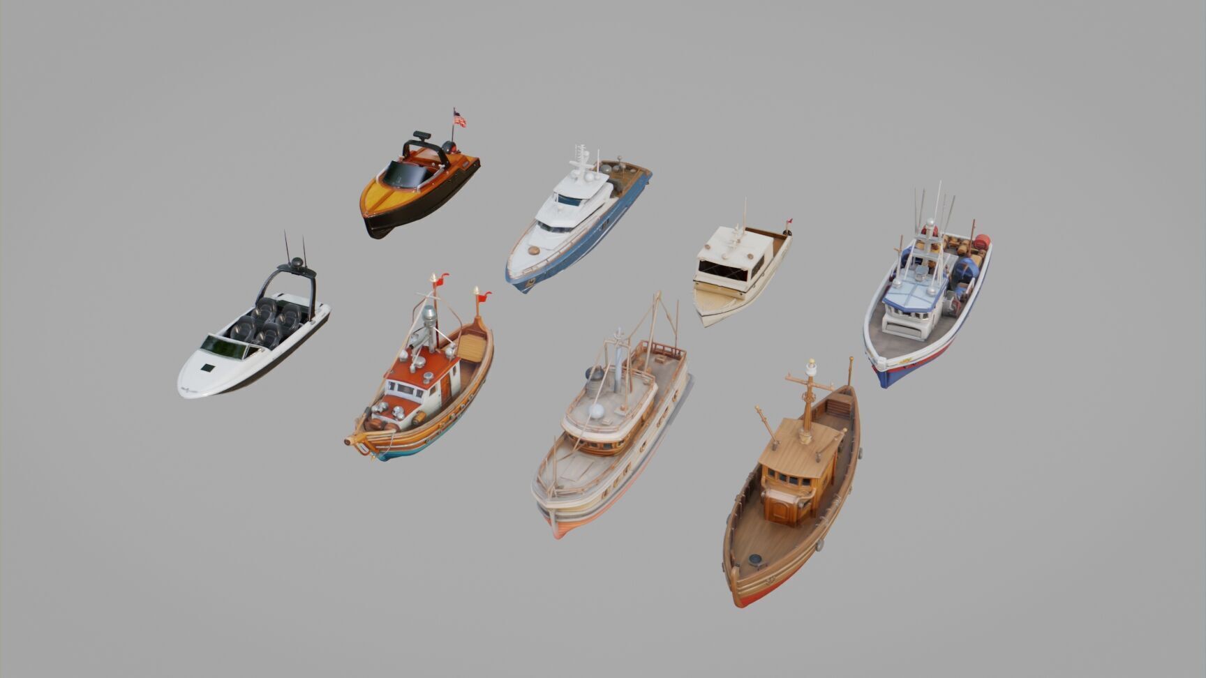 Boats Pack Collection Low-poly 3D model_8