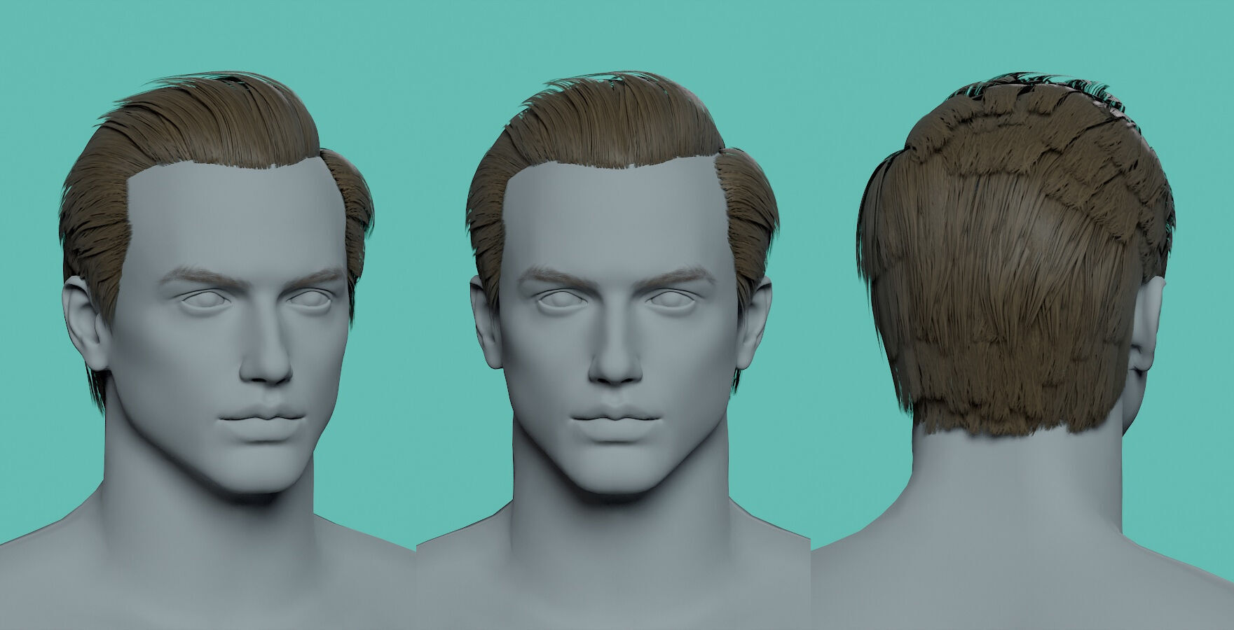 12 Real-time man Hairstyles hair collection 09 Low-poly 3D model_4