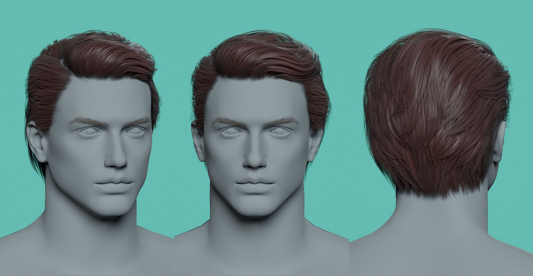 12 Real-time man Hairstyles hair collection 09 Low-poly 3D model_11