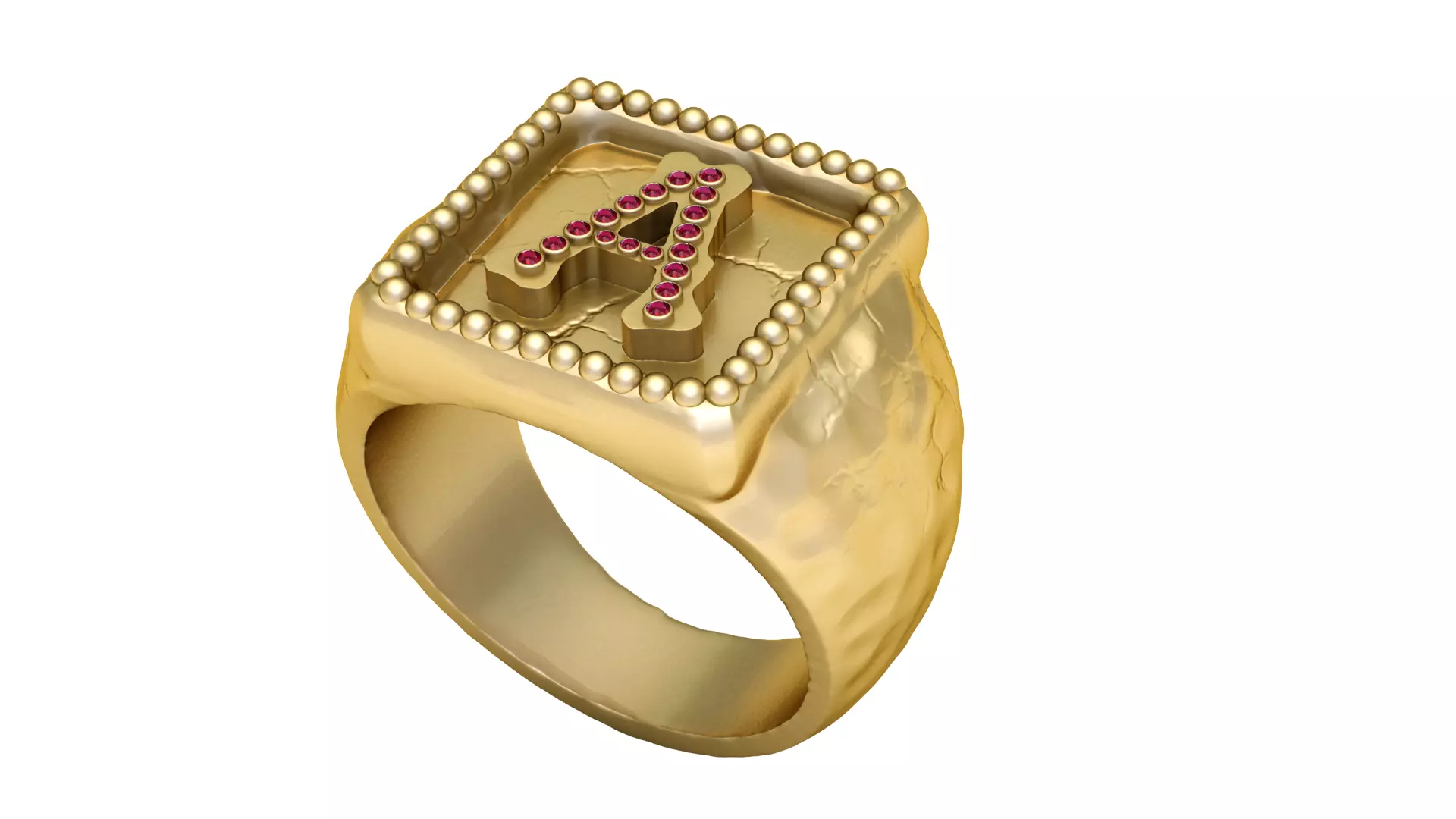 gold letter ring 3D print model