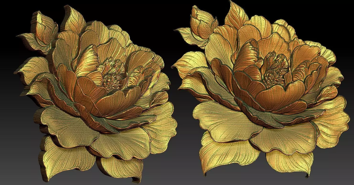 1 peony CNC Relief Model 3D print model_0