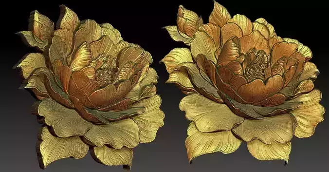 1 peony CNC Relief Model 3D print model