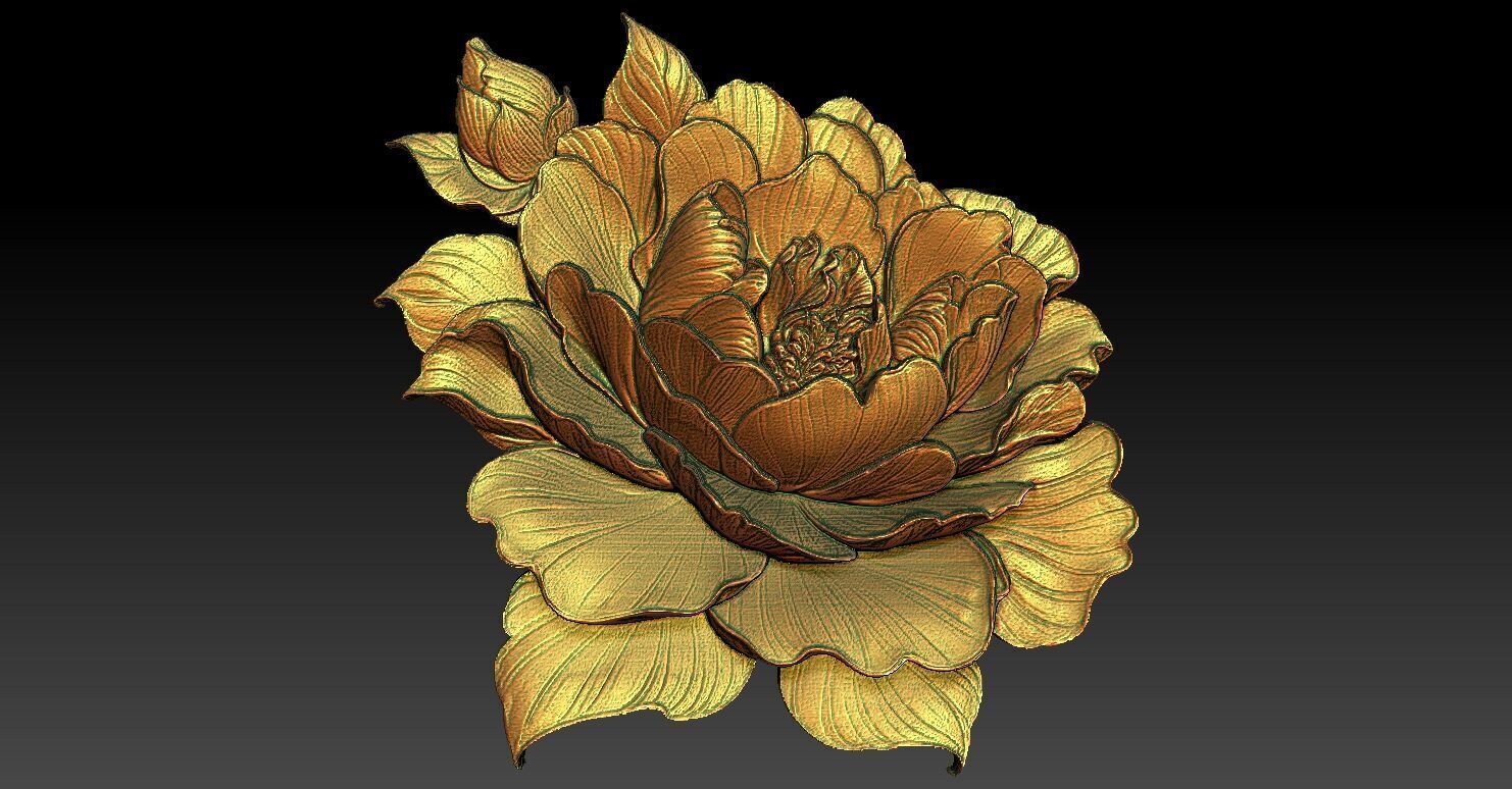 1 peony CNC Relief Model 3D print model_1