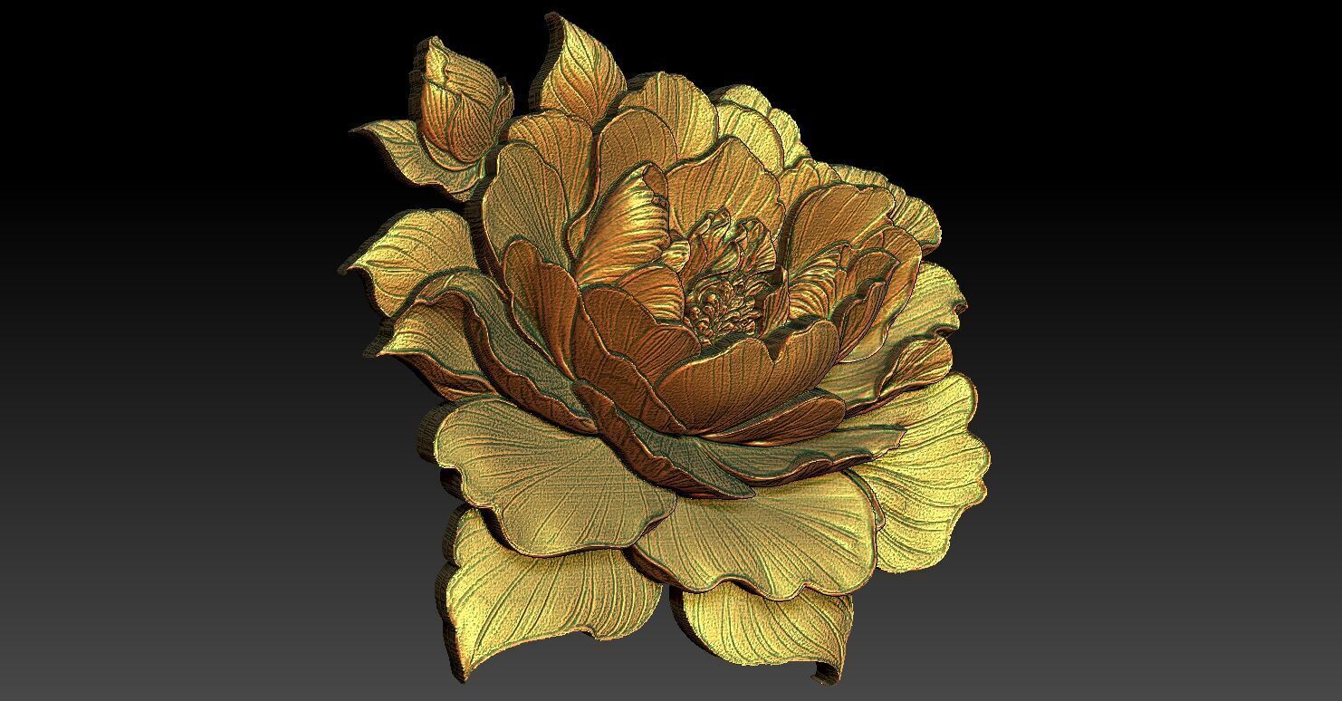 1 peony CNC Relief Model 3D print model_2